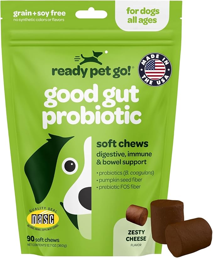 Probiotic Chews for Dogs Gut Health | Tasty Pre and Probiotics for Dogs Digestive Health with Pumpkin Dog Probiotics and Digestive Enzymes | NASC Certified & Made in The USA | 90 Chews