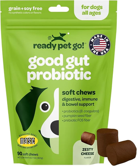 Probiotic Chews for Dogs Gut Health | Tasty Pre and Probiotics for Dogs Digestive Health with Pumpkin Dog Probiotics and Digestive Enzymes | NASC Certified & Made in The USA | 90 Chews