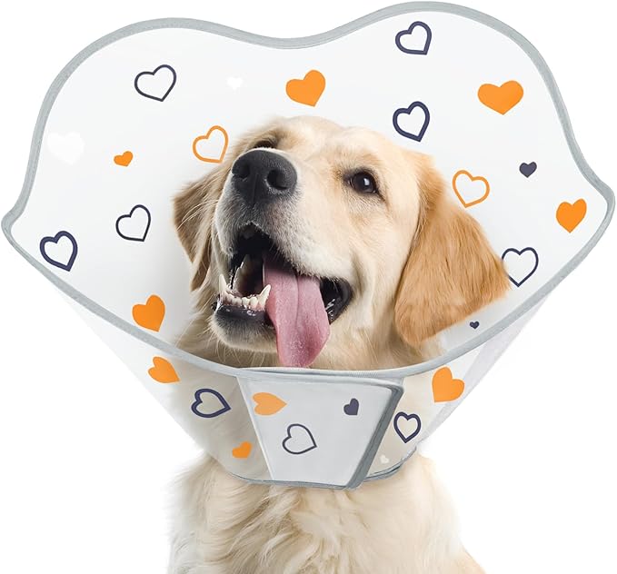 Dog Cone After Surgery - Soft, Comfortable, Adjustable Recovery Collar for Large, Medium, Small Dogs - Stop Licking with Soft Protect Edge (Love, XL)