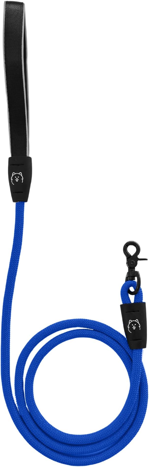 ShawnCo Basecamp Rope Dog Leash- Premium, Durable Pet Leash with Soft Neoprene Padded, Reflective Handle for Small, Medium and Large Dogs (Electric Blue, 5 Feet)