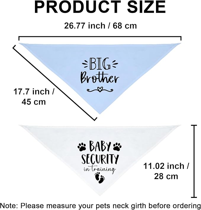 Big Sister&Baby Security in Training Dog Bandana, Dog Bandanas for Dogs Pet Accessories for Dogs Lovers Pregnancy Reveal Ideas, Soft Triangle Scarf for Small Medium Large Dogs (Big Brother Blue)