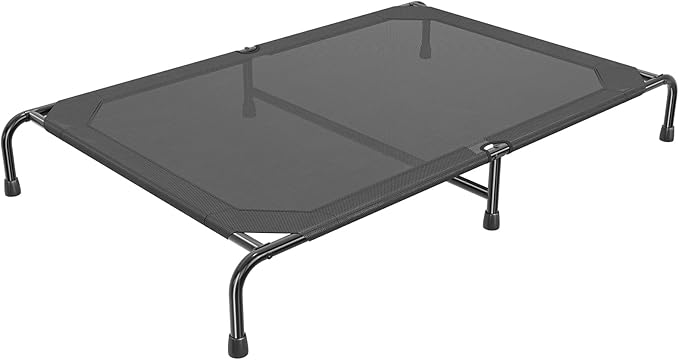 Simple Trending Raised Dog Bed for Extra Large Dogs, Waterproof XL Dog Cot, Outdoor Elevated Pet Bed, 60.25" x 37.25", Black