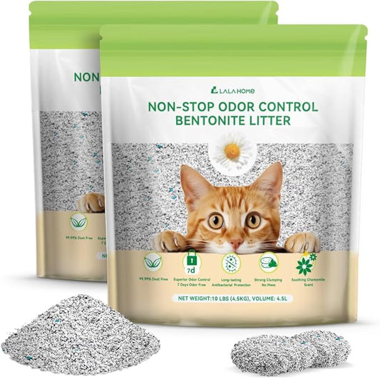 Bentonite Litter Sodium Mineral Cat Litter Clumping, Odor Control Kitty Litter for Self Cleaning Box & Automatic Litter Box, Dust Free, Strong Durability, 20 lb