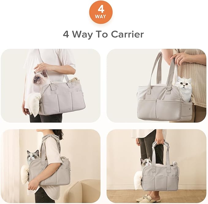 Dog Carriers for Small Dogs, Soft Sided Folding Dog Purse for Dogs Medium Cats Puppies up to 13 Lbs, Washable Breathable Puppy Carrier for Outdoor Travel (Small Gray)