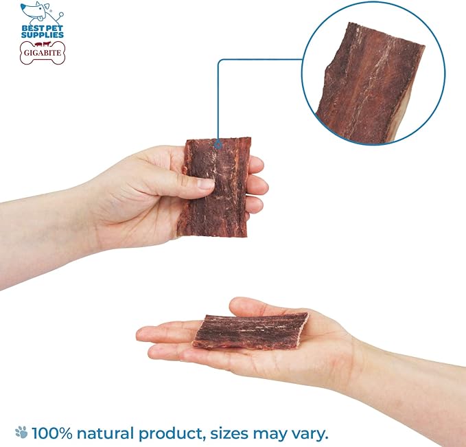 GigaBite Single Ingredient All Natural Free Range Bully Treats and Chews - Bully Sticks/Bladder Sticks/Beef Esophagus by Best Pet Supplies - Esophagus Strips Taffy, 1 Pound