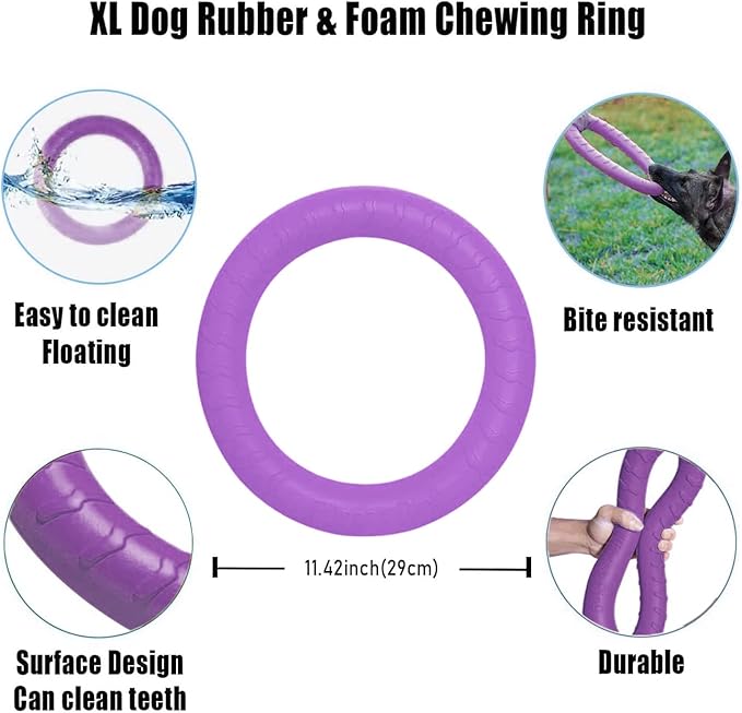 Dog Indestructible Durable Floating Flying Disc Dog Ring Chew Toys for Pool Swimming,Throwing,Catching,Grabbing Pitch Toss Outdoor Playing,Chewers