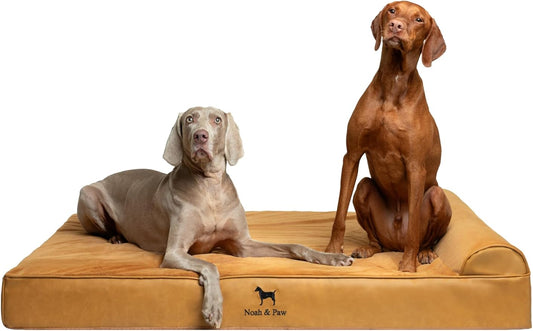 NOAH & PAW Giant Dog Bed XXL 55x45x9.5 Inch, Orthopedic Dog Beds, Eggshell Memory Foam Infused with Cooling Gel, Waterproof, Machine Washable, Includes Inner Cover (Faux Leather)