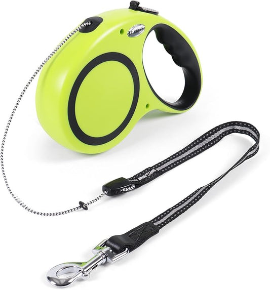 30FT Retractable Dog Leash 30 FT，360° Tangle-Free Dog Walking Leash forMedium and Large Dogs up to 77 lbs one-Hand Brake, one-Button Pause, Lock（Green）