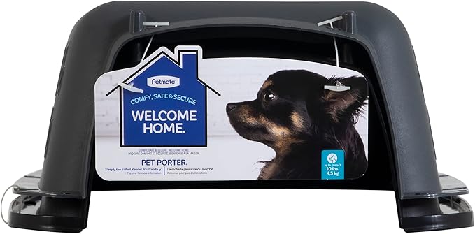 Petmate Pet Porter Dog Kennel 19", Dark Gray & Black, for Pets up to 10lbs, Made in USA