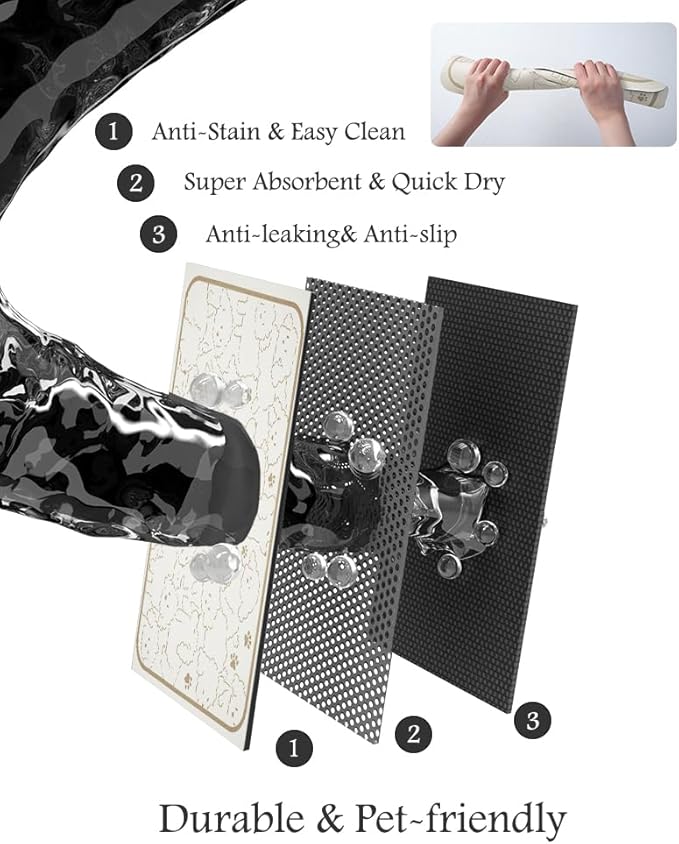 Pet Feeding Mat-Absorbent Dog Mat for Food and Water Bowl-No Stains Quick Dry Water Dispenser Mat-Dog Accessories Pet Supplies-Bowl for Messy Drinkers（FRAMEDOGS,12"x19"
