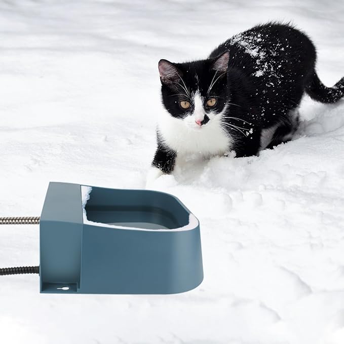 NAMSAN Automatic Water Dispenser for Dogs with Heater, Outdoor and Indoor, 2L Heated Water Bowl, Heated Watering Trough for Cats Chickens Rabbits Birds Bath Auto-Fill