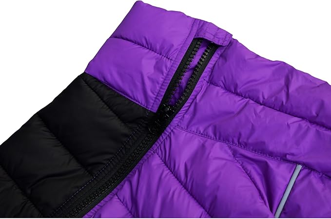 lovelonglong Dog Coat Dog Warm Jacket, 4 Legs Covered Waterproof Windproof Reflective Warm Dog Vest, Zippered Adjustable Outdoor Dog Snow Jacket for Small Medium Large Dogs Purple XXXL