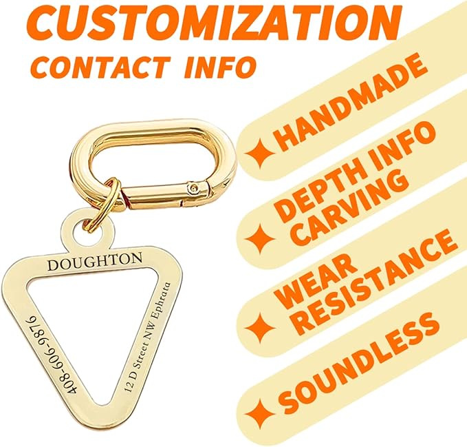 Dogs ID Tags Personalized Double Sided Deep Engraved Cat & Dog Collar Charm Triangle Shape Brass