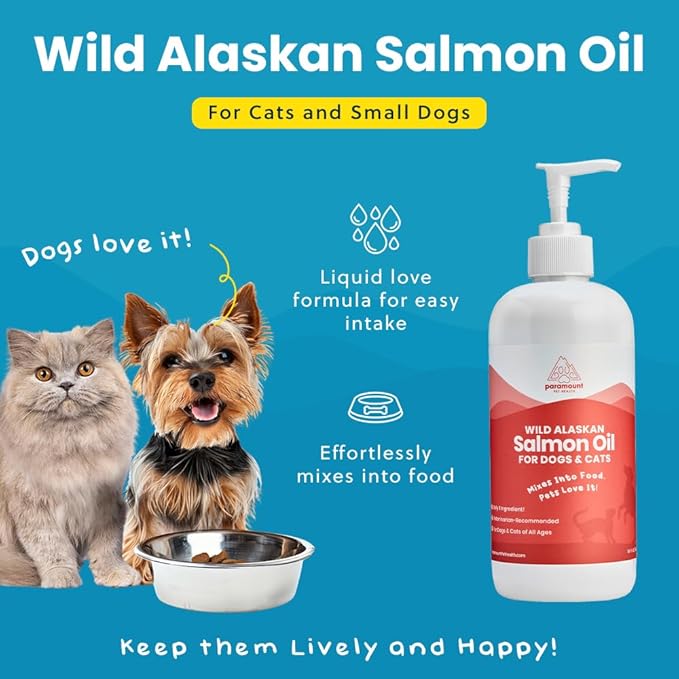 Wild Alaskan Salmon Oil for Cats & Small Dogs, Supports Skin, Coat, Joint & Overall Well-Being, Pure & Premium Alaskan Salmon Oil for Dogs & Cats with No Fillers, 16 oz
