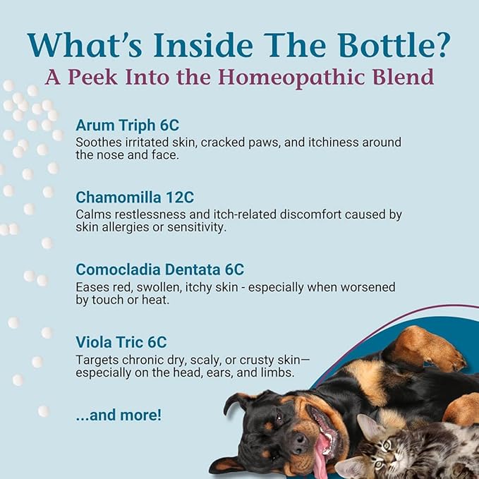 PetAlive Anti Itch Relief for Dogs and Cats Granules - Homeopathic Cat and Dog Allergy Relief - Stops Scratching, Soothes Redness and Dryness - Anti Itch for Dogs and Cats