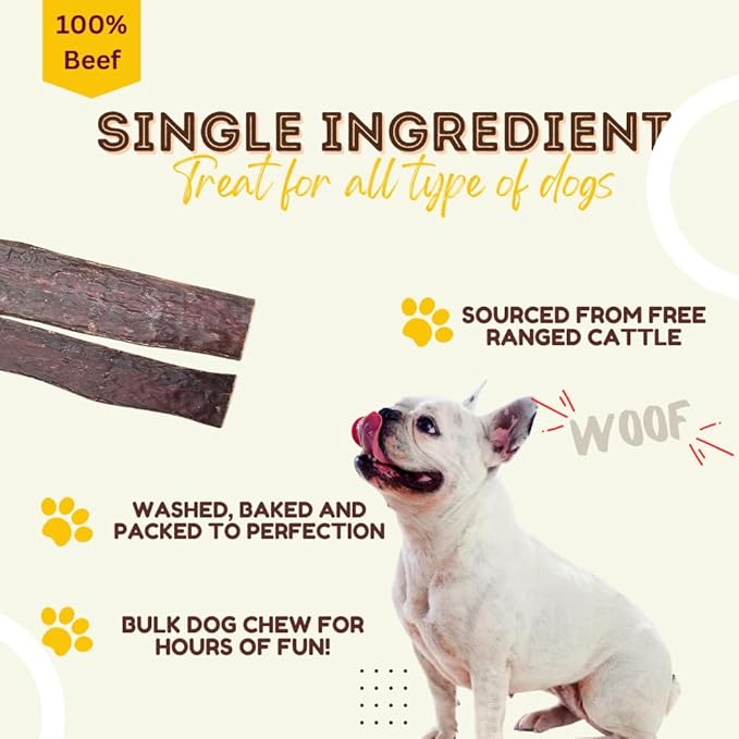 Woofley's - 10-12 Inch Esophagus Jerky (50 Count) - Gullet Sticks for Dogs - Safe Jerky Dog Chews -Easily Digestible Bully Sticks