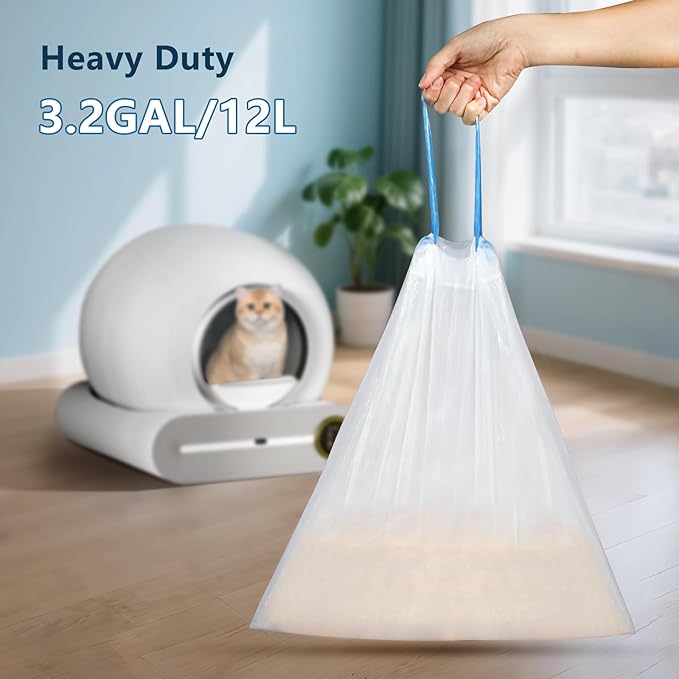 120 Count Cat Litter Bags for Automatic Litter Box, Fit for MeoWant-SCO1 and MeoWant-SCO2, Thick Heavy Duty Drawstring Self-Cleaning Cat Litter Box Liners Bag -17.7" x 19.68"