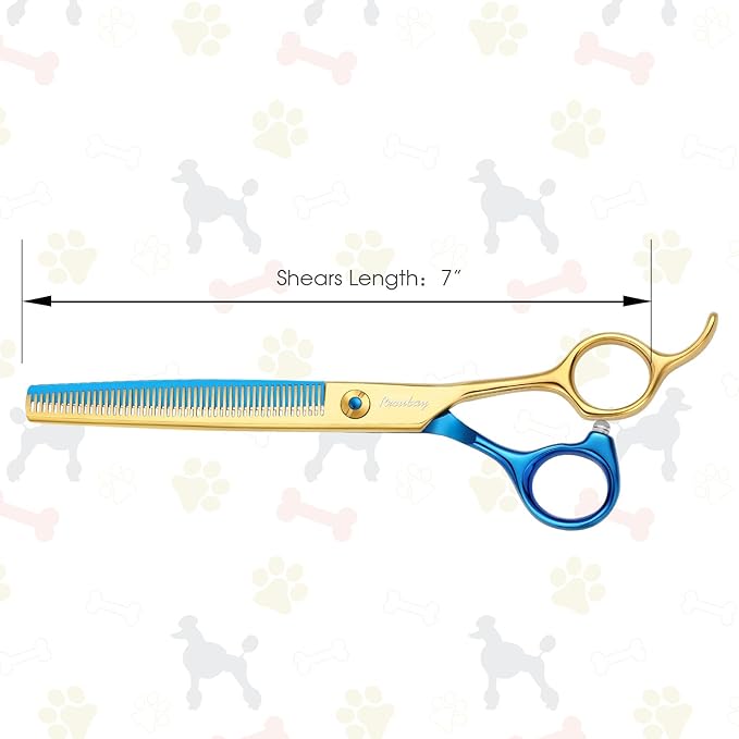 Dog Cat Scissors for Grooming, Pet Shears for Thick Coats and Matted Hair, Thinner Curved Straight Chunker Stainless Steel Shears