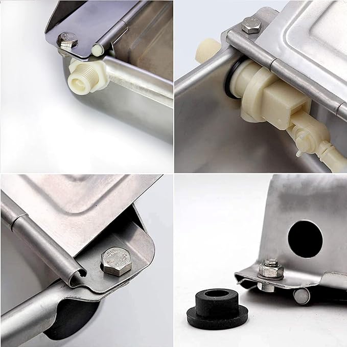 Automatic Water Bowl 304 Stainless Steel Pet Water Dispenser Dog, Feeder Waterer for Large Dogs with 40 Inch Steel Hose, 2 Float Valve, Copper Connector Adapter, 2 Bolts (with Drainage Hole)