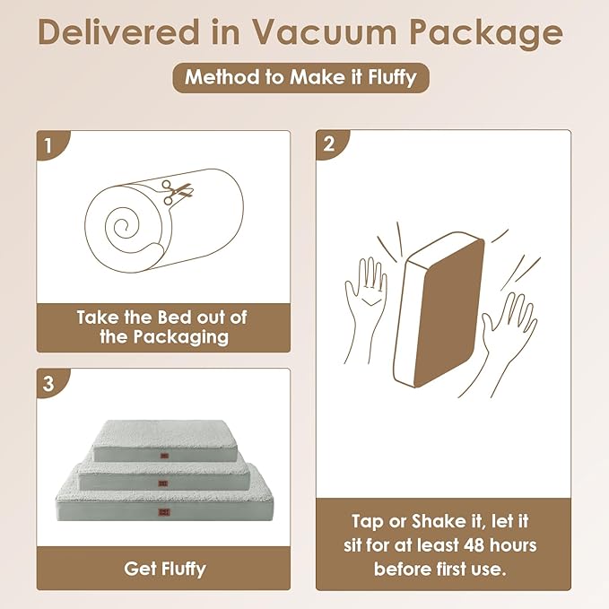 EHEYCIGA Orthopedic XL Dog Beds for Extra Large Dogs with Removable Washable Cover, Greyish Green, 44x32