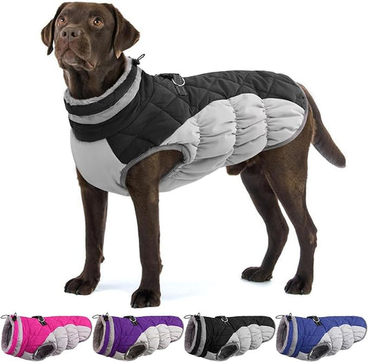 Dog Winter Jacket Cozy Reflective Waterproof Windproof Warm Pet Garment,Comfortable Cold Weather Fleece Apparel Outfits with Zipper Closure for Small Medium Large Dogs Puppy Walking,XXX-Large