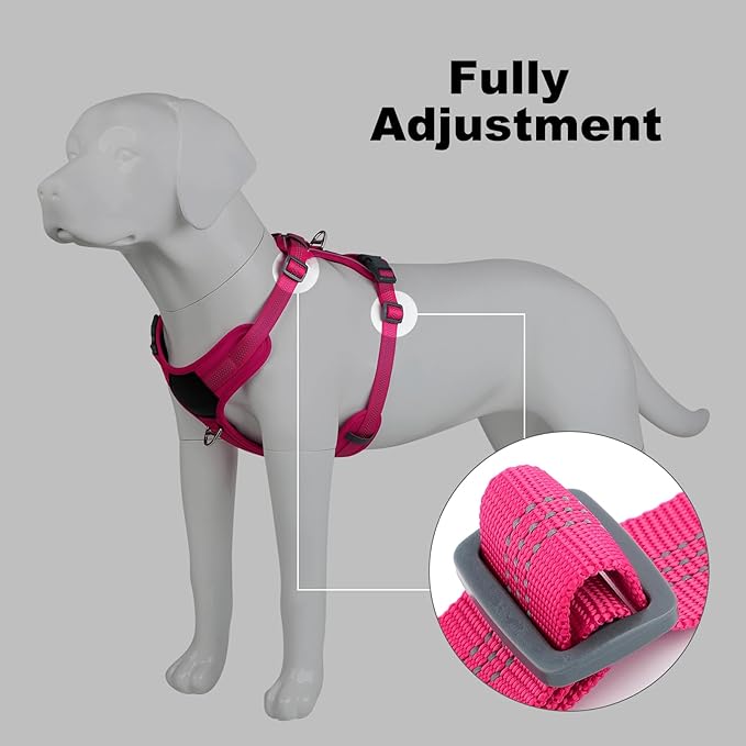 Plutus Pet No Pull Dog Harness, Release at Neck, Soft Padded, Reflective Adjustable Dog Vest Harness for Small, Medium, Large Dogs(Hot Pink, S)