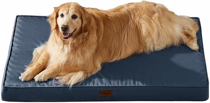 BFPETHOME Outdoor Dog Bed for Large Dogs, Waterproof, Orthopedic with Removable Washable Cover, Egg Crate Foam Mat. (36 x 27 in, Navy)