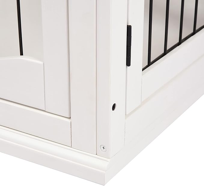 PawHut Dog Crate Furniture, 32" Small Dog Cage End Table with 2 Doors, Lockable Door, Puppy Kennel Indoor, White