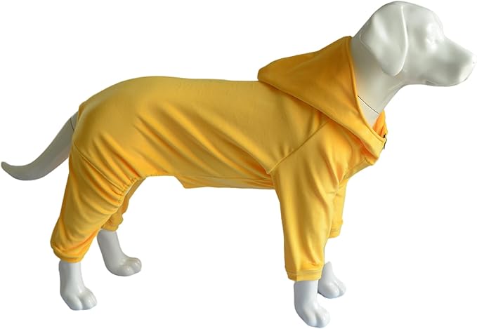 Dog Pajamas Pet Jumpsuits PJS for All Seasons, Velvet Dog Hoodies 4 Legs Four Feet Dog Onesies Stylish PJS Puppy Costume Cotton Liner Warm Pet Clothes for Small Medium Large Dogs Yellow XS