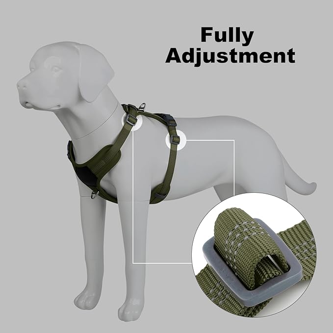 Plutus Pet No Pull Dog Harness, Release at Neck, Soft Padded, Reflective Adjustable Dog Vest Harness for Small, Medium, Large Dogs(Ranger Green, M)