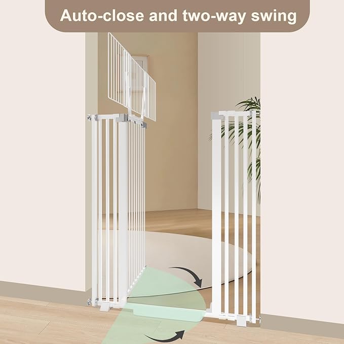 67" High Extra Tall Cat Gate for Doorway, 29.5-49.21" Extra Wide Pet Gate Pressure Mounted Baby Gates for Dogs Pets, Easy Walk Through Cat Proof Gate(White)