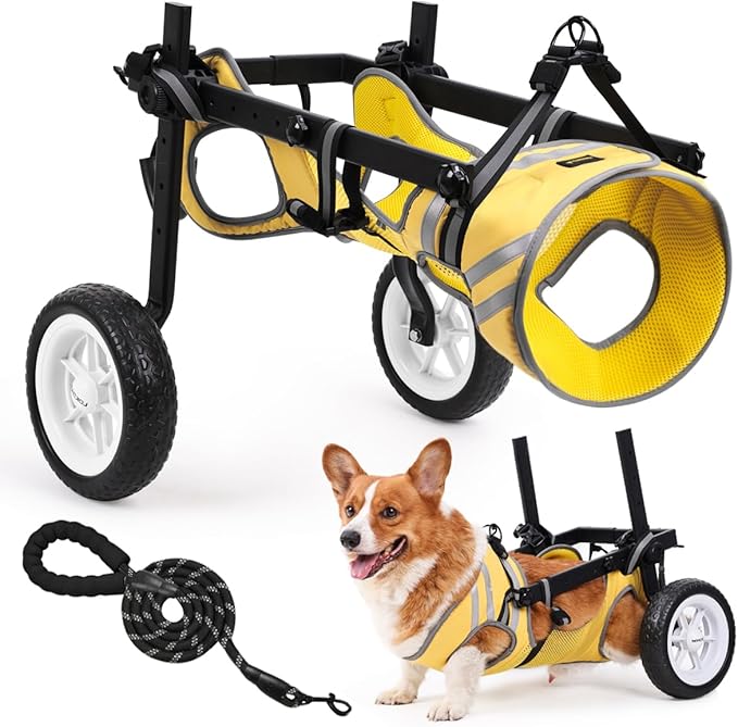 Dog Wheelchair for Back Legs, Newly Wheelchair for Small to Medium Dogs, Adjustable Dog Carts with Wheels for Disabled Hind Leg, All-Terrain Tires Wheels for Dogs Back Legs - L