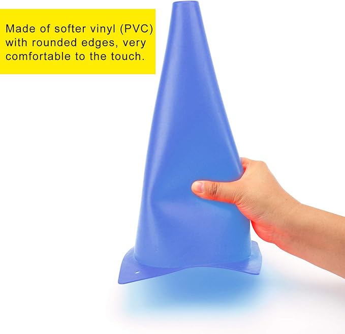 12 Inch Traffic Training Cones, Plastic Safety Parking Cones, Agility Field Marker Cones for Soccer Basketball Football Drills Training, Outdoor Sport Activity & Festive Events - 6 Colors