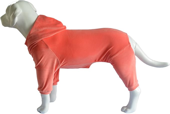 Dog Pajamas Pet Jumpsuits PJS for All Seasons, Velvet Dog Hoodies 4 Legs Four Feet Dog Onesies Stylish PJS Puppy Costume Cotton Liner Warm Pet Clothes for Small Medium Large Dogs Lobster Pink S