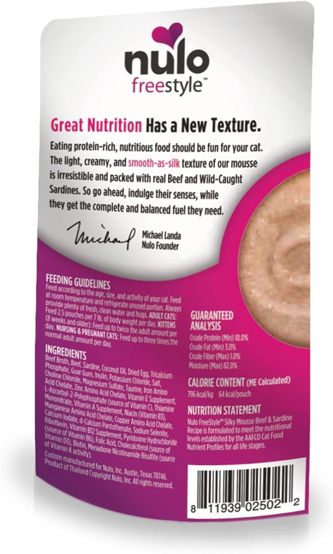 Nulo Freestyle Wet Cat Food 24 Pack Mousse, Smooth As Silk Texture with High Animal-Based Protein for Complete and Balanced Nutrition Your Kitten to Senior Cat Will Crave