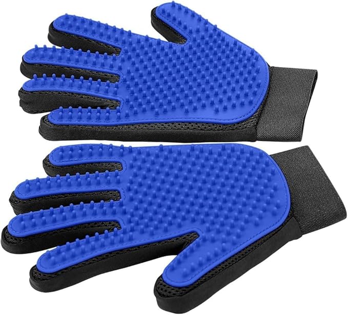 Dog Grooming Gloves for Cats and Dogs, Soft Rubber Pet Grooming Gloves with Comfortable Handle for Cleaning Dirty Paws, Dirty Dog Brushing Gloves for Cats and Dogs, 1 Pair Blue