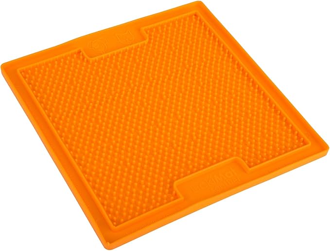 LickiMat Classic Soother, Cat Slow Feeder Lick Mat, Boredom Anxiety Reducer; Perfect for Food, Treats, Yogurt, or Peanut Butter. Fun Alternative to a Slow Feed Cat Bowl or Dish, Orange