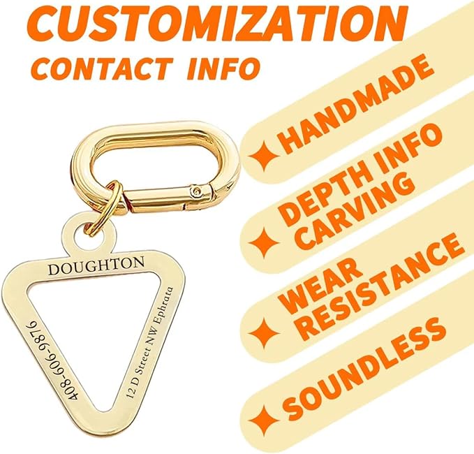 Dogs ID Tags Personalized Double Sided Deep Engraved Cat & Dog Collar Charm Triangle Shape Brass