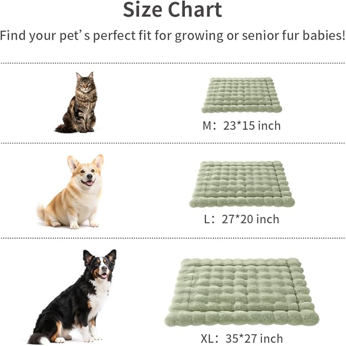 Cat Beds for Indoor Cats Faux Fur Pet Mat Cute Kitten Plush Bed with Non-Slip Bottom for Carriers/Sofa Dog & Puppy Friendly 27 x 20 Inch Green