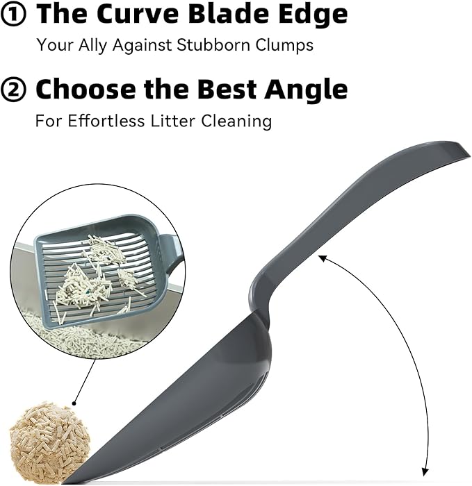 Large Cat Litter Scoop, fits All Boxes, Fast sifting for Kitten Poop, Reduces Hand Fatigue, Saves Litter, speeds scooping. Includes Holder.