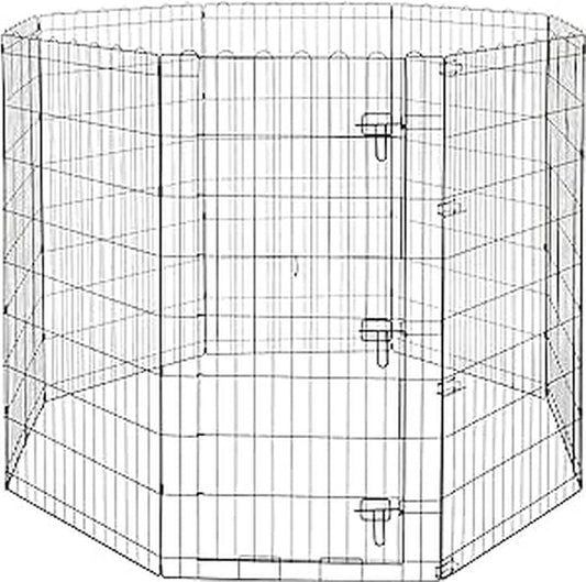 Amazon Basics Foldable Octagonal Metal Exercise Dog Playpen - Indoor/Outdoor, Single Door, Extra Large (8 Panels, 24 x 48), Easy to assemble and store customize, 48" - X-Large, Black