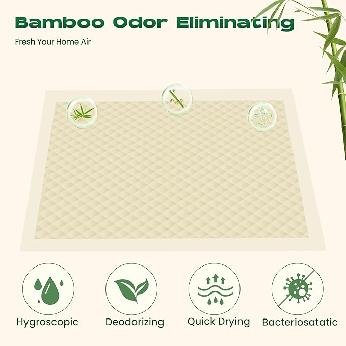 Puppy Pads 18 Count Small 22x22in Bamboo Training Pads Deodorizing Leakproof Quick Drying Dog Pee Pads Super Absorbent Disposable Pee Pads for Dogs Puppies, Doggie, Cats, Rabbits