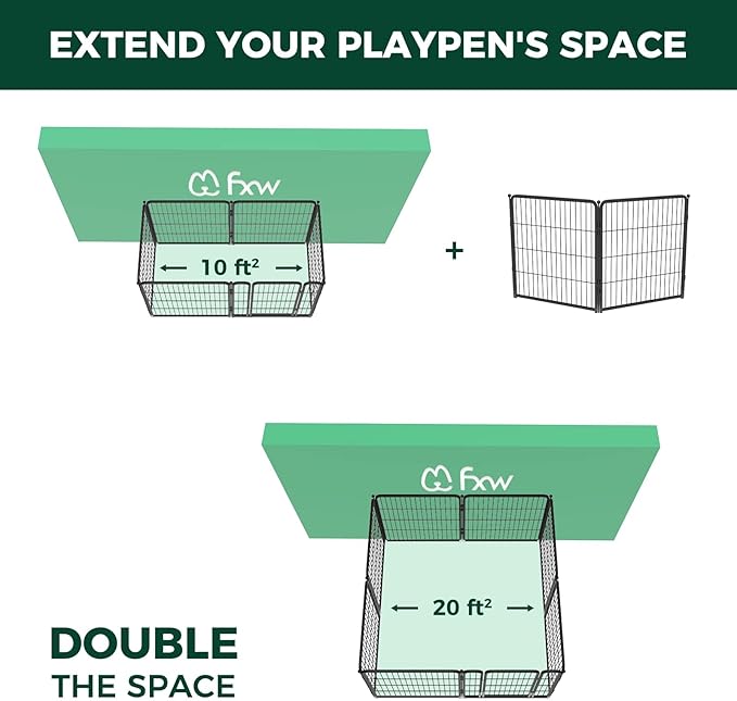 FXW Homeplus Unleashed Indoor Dog Playpen - Stress-Free and Safe Play, Heavy Duty 32 Inch 2 Panels Dog Pen for Small and Medium Dogs, Black│Patented