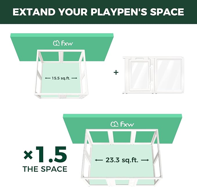 FXW AuraSpace Acrylic Indoor Dog Playpen for Small and Medium Dogs, 30 inch, 2 Panels, Includes 1 Gate & 1 Panel, White