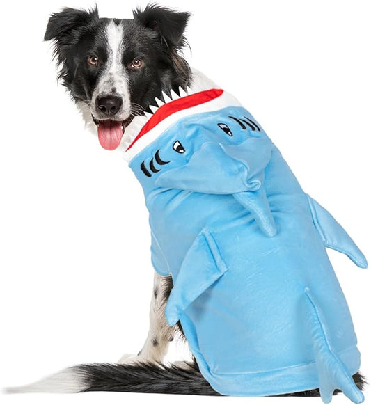 NACOCO Halloween Shark Dog Costume - Pet Christmas New Year Hoodie Warm Party Coat Outfit for Small and Medium Cat Dog Clothes(Blue Shark,XL)