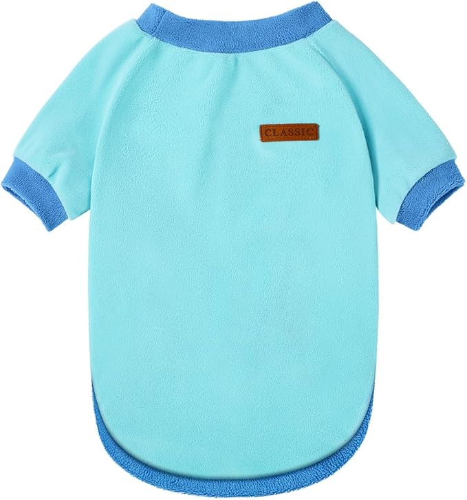GreenJoy Classic Fleece Dog Sweater – Soft & Warm Stretchy Sweatshirt for Small Dogs & Cats, Cold-Weather Pullover for Everyday Wear (Light Blue, Large)