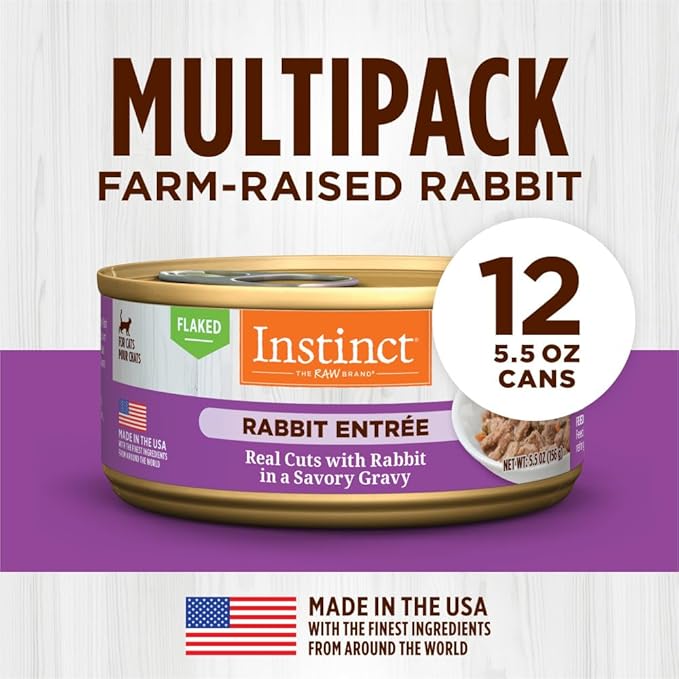 Instinct Flaked Entrée Wet Canned Cat Food - Rabbit, 5.5 oz. Cans (Pack of 12)