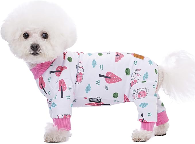 White Puppy Christmas Dog Clothes Pajamas for Small Medium Dogs Girl Boy,Funny Pet Cat Dog Shirts Costume Sweaters Pjs Onesie Shirt,Doggie Onesies Cat Pet Outfit Frenchie Clothes