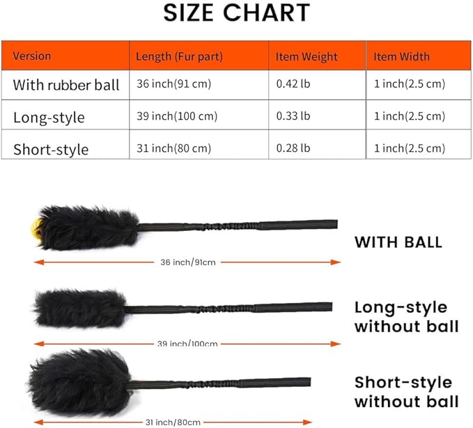 HOWGO Dog Rope,Dog Bungee Chaser 100% Sheepskin,Sheep Smell Tug for All Breeds(Black, Long Without Ball 2Pack)