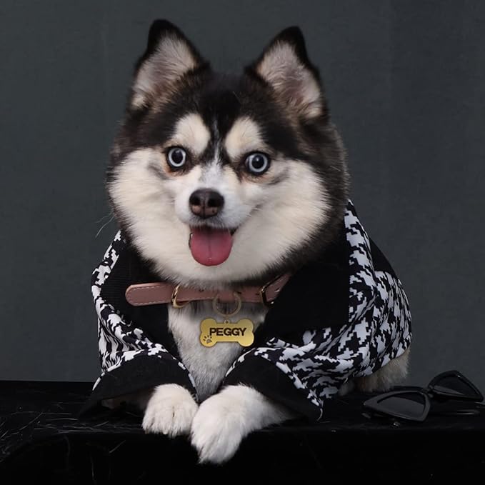 Dogs ID Tags Personalized Double Sided Deep Engraved Cat & Dog Collar Charm Bone Shape Brass